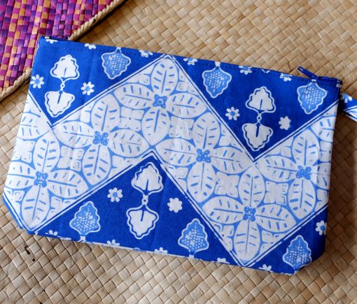 batik pouch blue floral